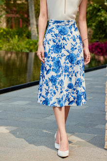 National Style Printed Skirt | Blue