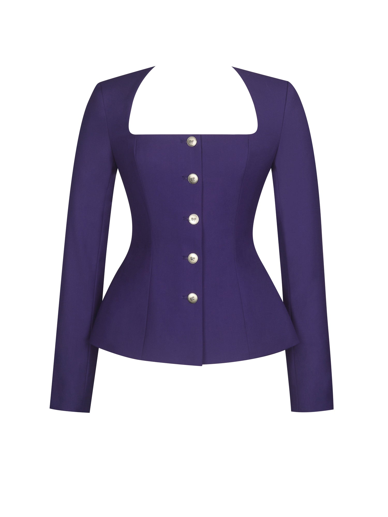 Skyla Square Neckline Peplum Blazer | Indigo