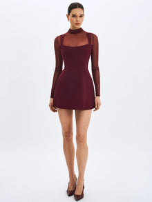 Natasha Faux Two-Piece Turtleneck Mini Dress | Burgundy