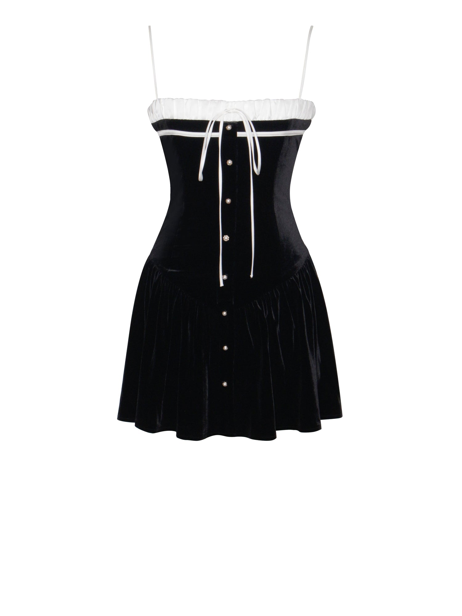 Olya Velvet A-Line Corset Mini Dress | Black and White