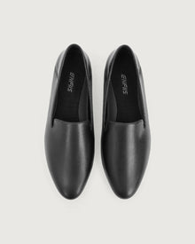 Enfiis Black Microfiber Loafer Flats | Black