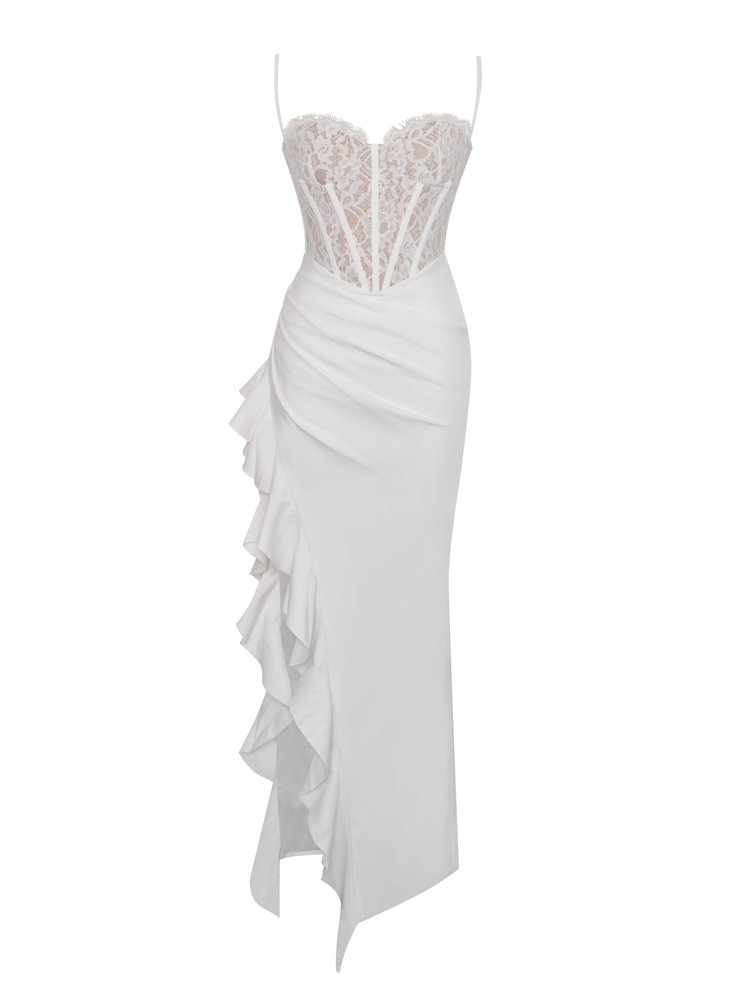 Junia Lace Corset Maxi Dress | White