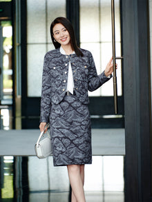 Round Neck Boxy Jacket | Blue