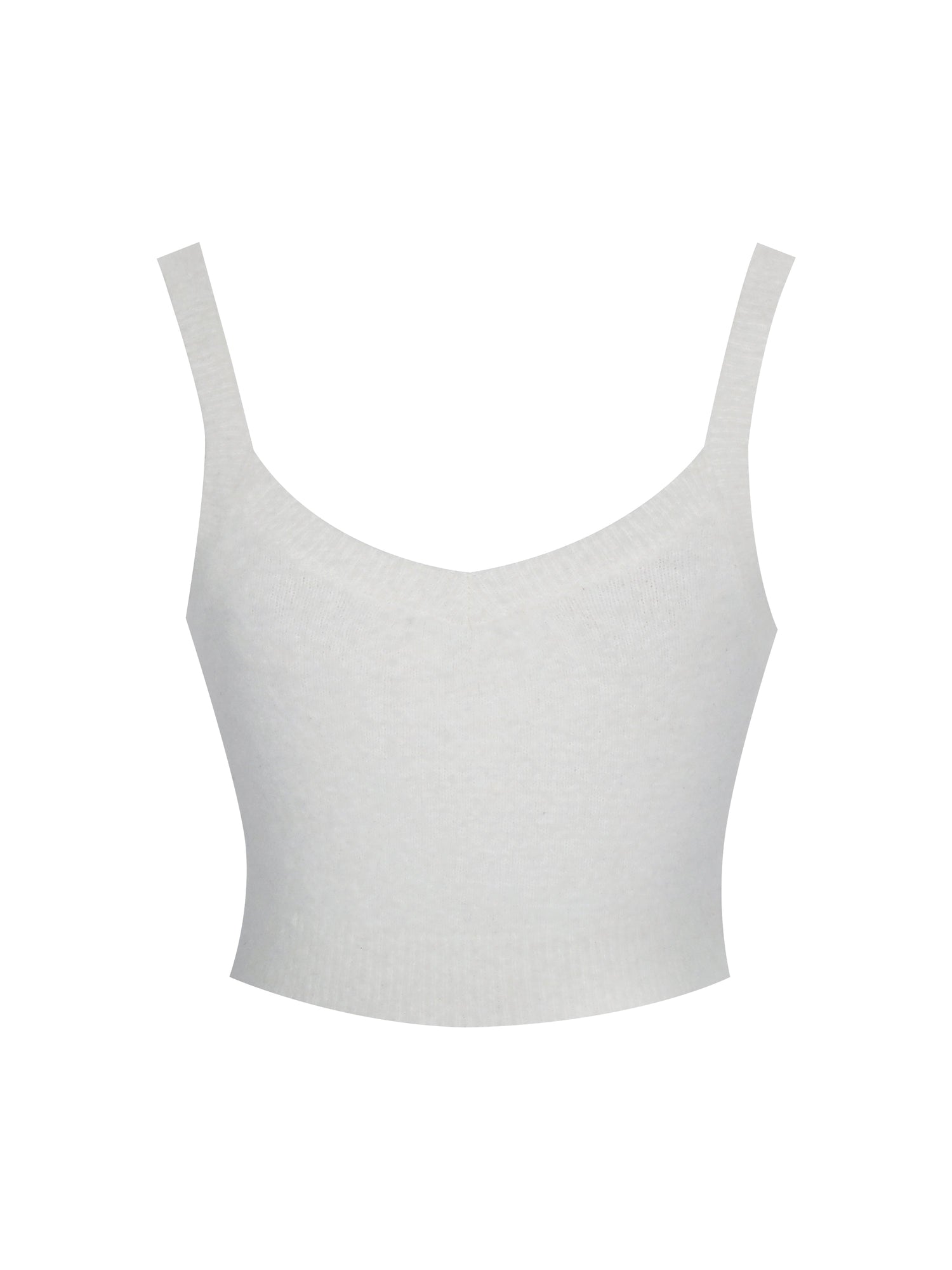 Selene Wool-Blend Ribbed Knit V-Neck Top | White