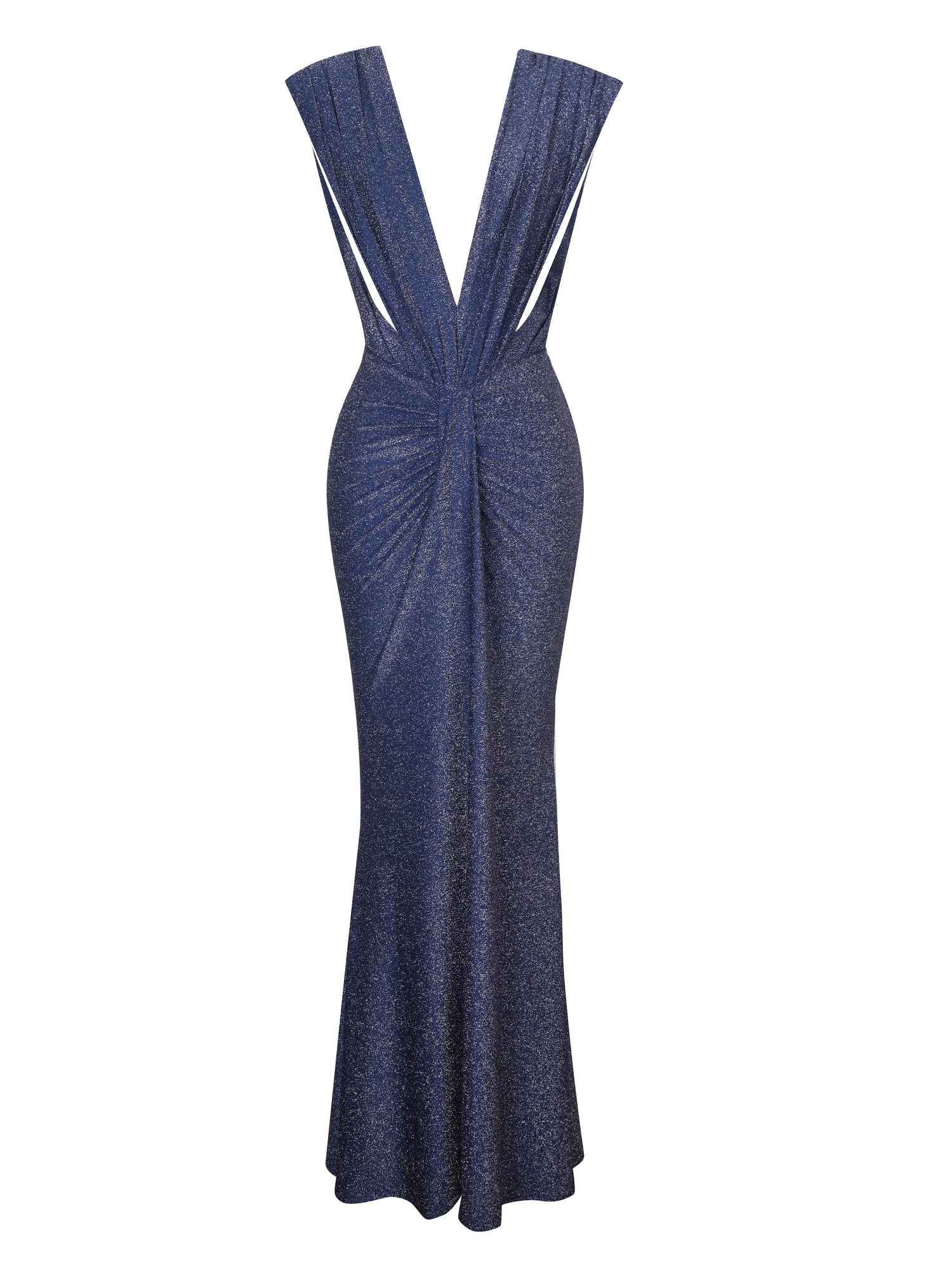 Terri Sparkle Plunging Backless Maxi Dress | Navy