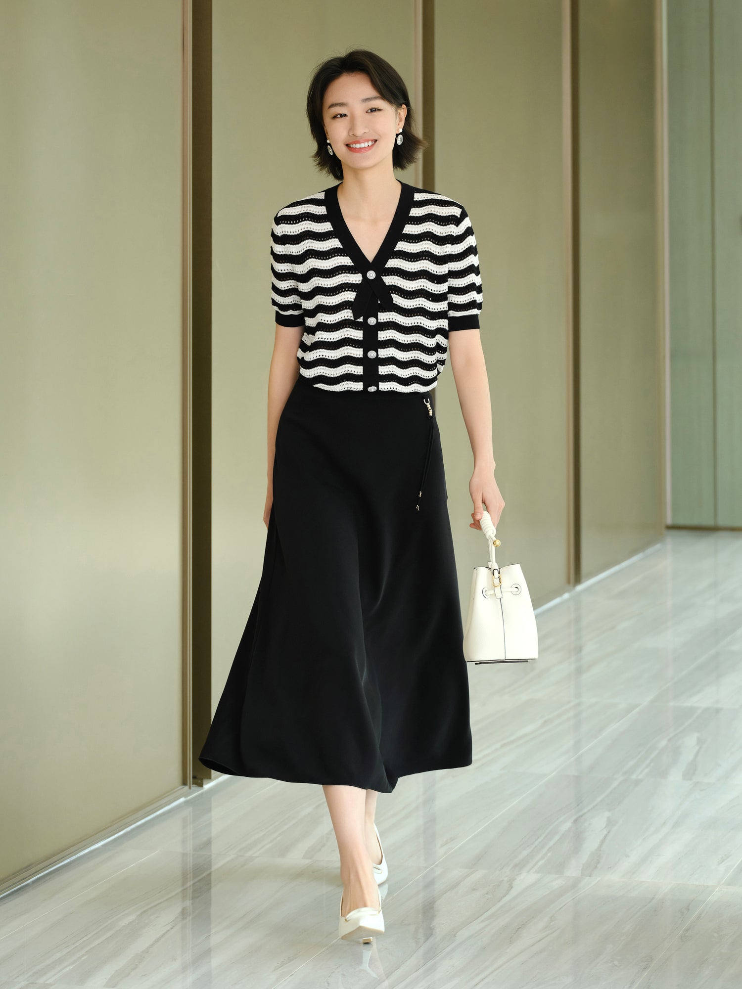 High-Waisted Midi Skirt | Black