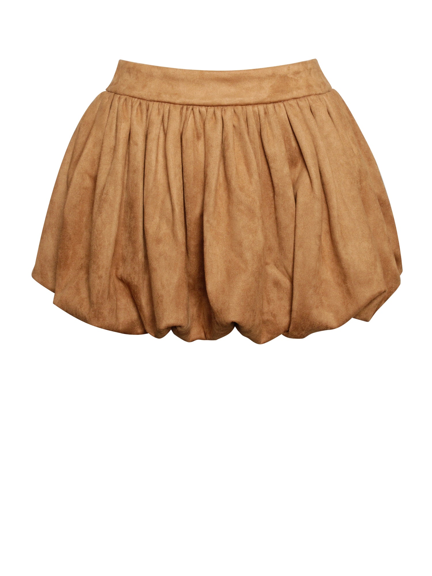 Yuna Bubble Hem Skirt | Brown Suede