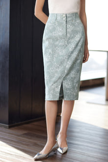 Slit Hem Bodycon Skirt | Green