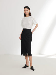 Lace Straight Skirt | Black