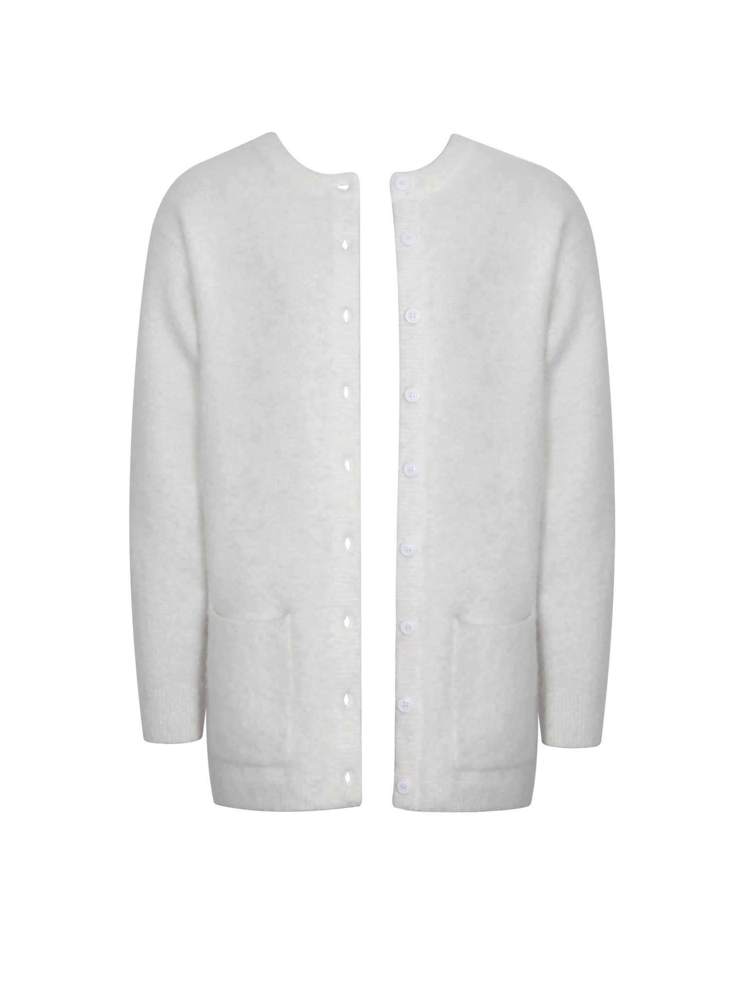 Orla Wool-Blend Ribbed Knit Cardigan | White