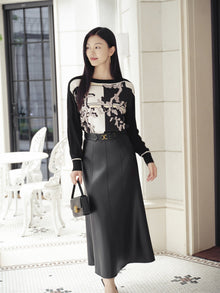 High-Waisted Leather Skirt | Black