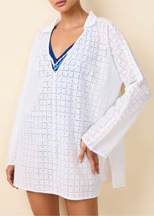 Womens | Alba Tunic Grid Eyelet | Optic White