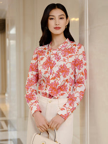 Printed Silk Shirt | Pink