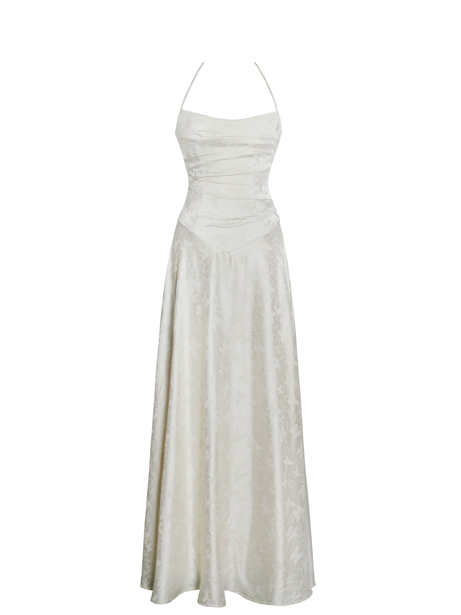 Raegan Jacquard Ruched Maxi Dress | Pearl White