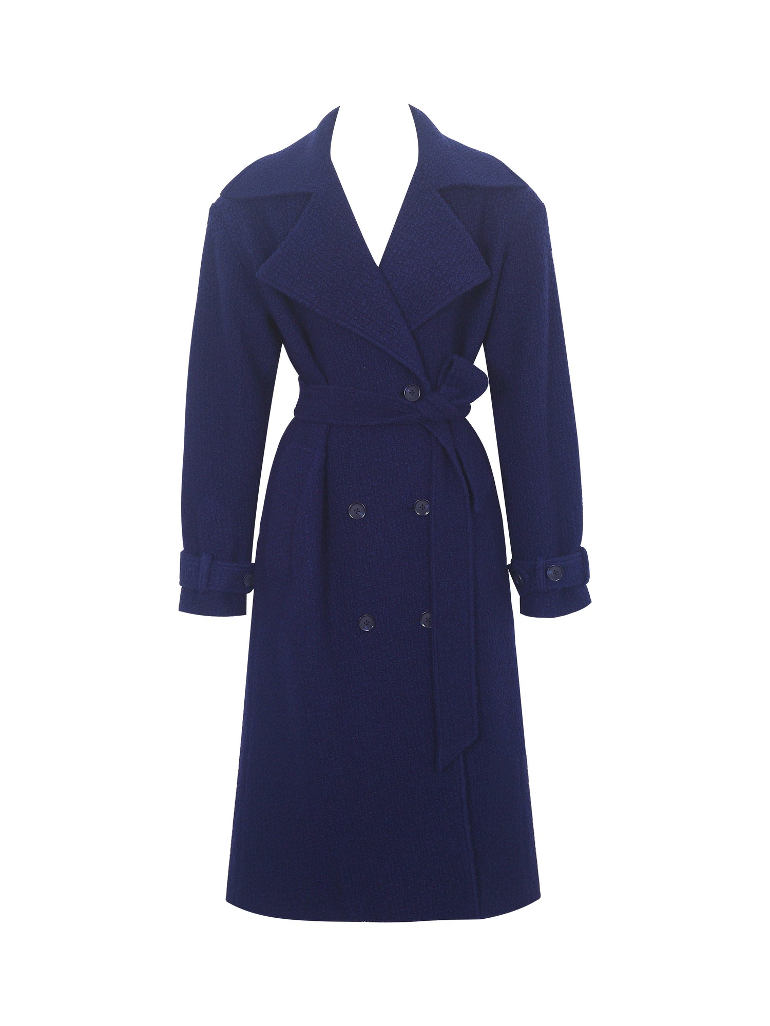 Jaelyn Wool Blend Double-Breasted Belted Coat | Midnight Blue
