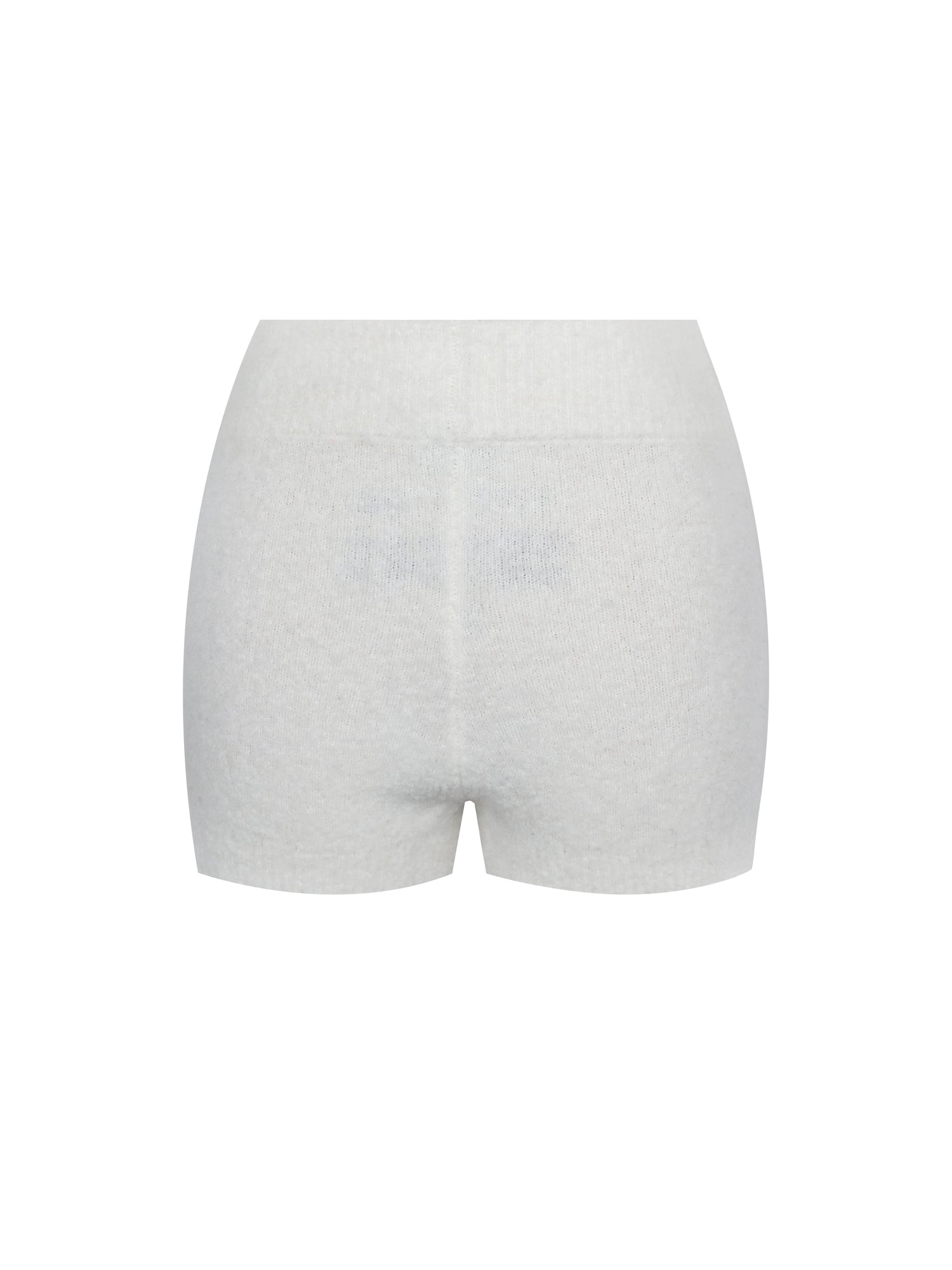 Sera Wool-Blend Ribbed Knit Mini Shorts | White