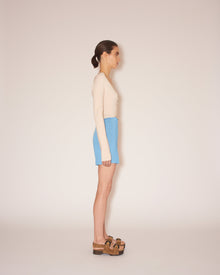 Womens | Malena Shiny Viscose Rib Shorts | Bright Blue