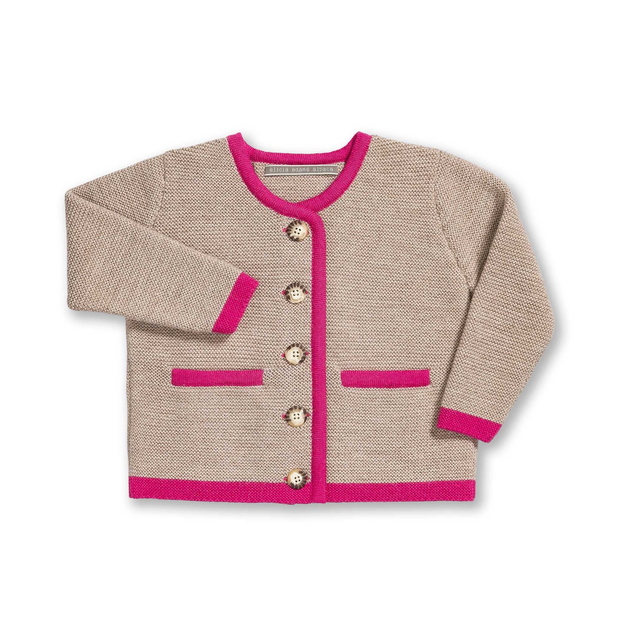 Kids | Salzburg Cardigan | Sand / Hot Pink