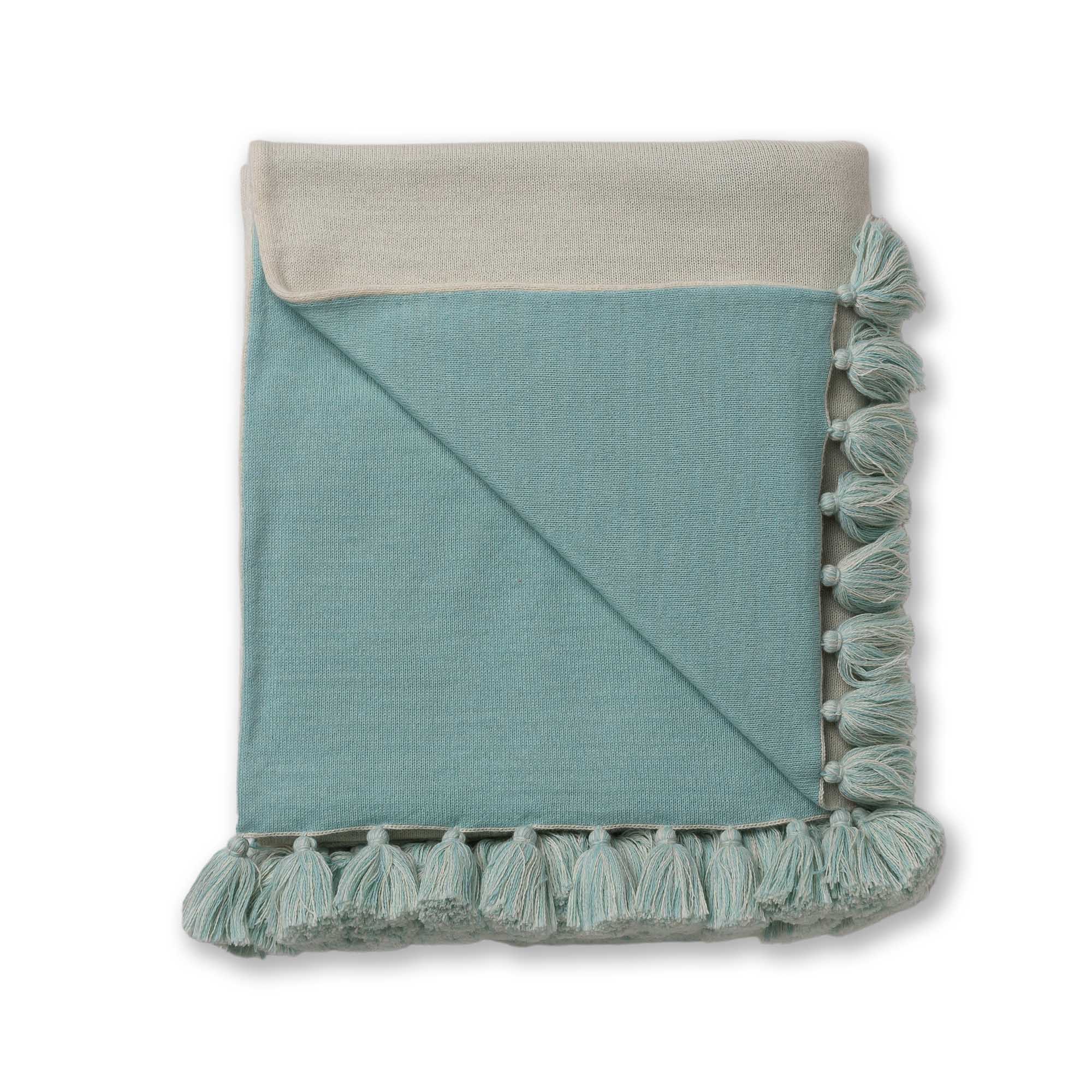 Sydney Bed Blanket | Ivory / Aqua