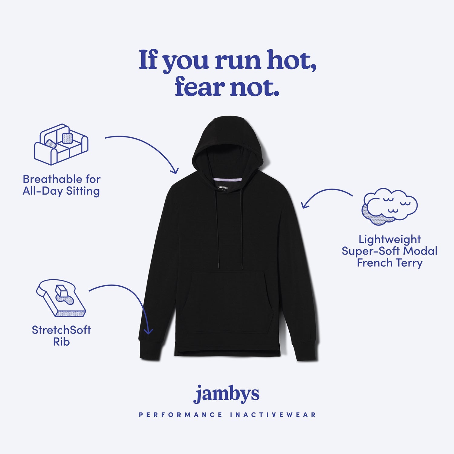 Modal French Terry House Hoodie | Black