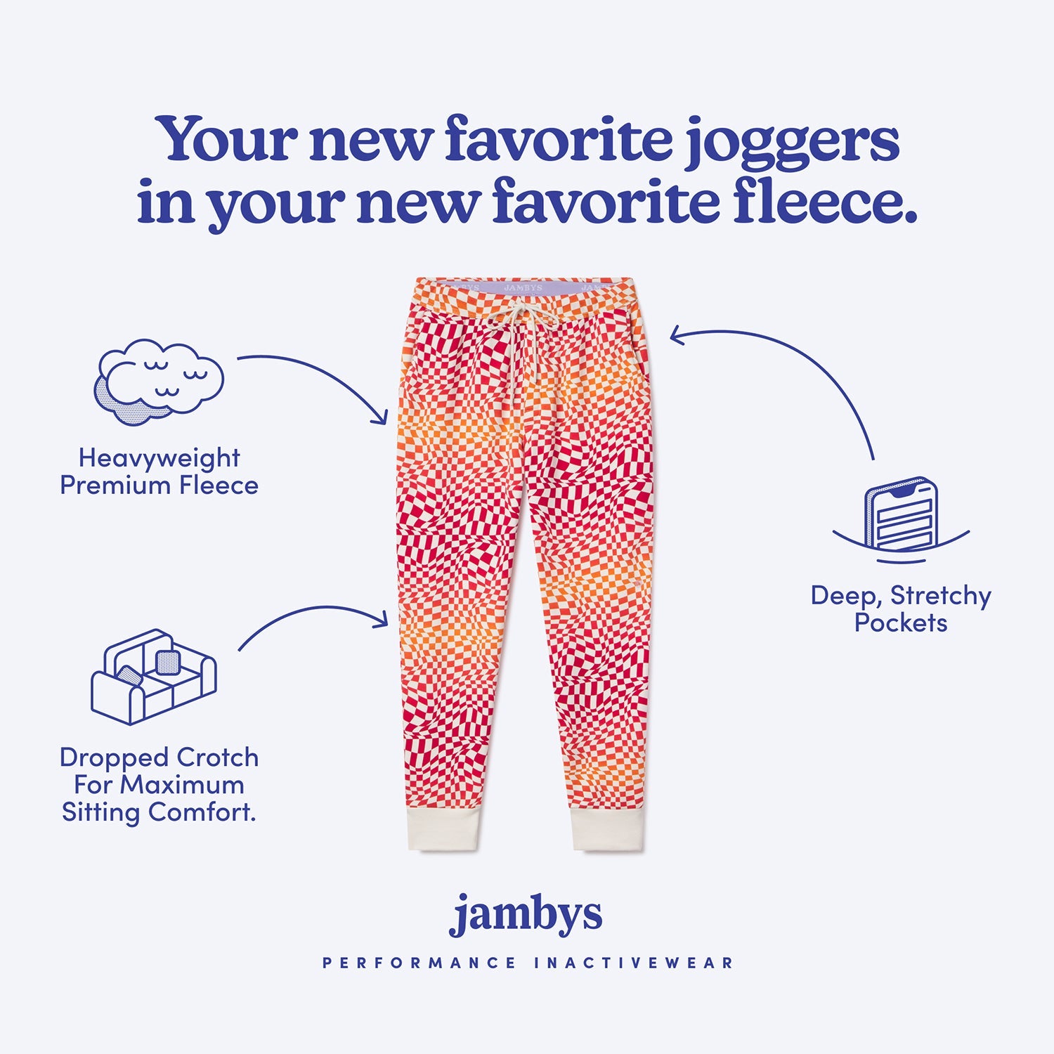 Chilluxe Brushed Fleece Joggers | Checkerboard Gradient