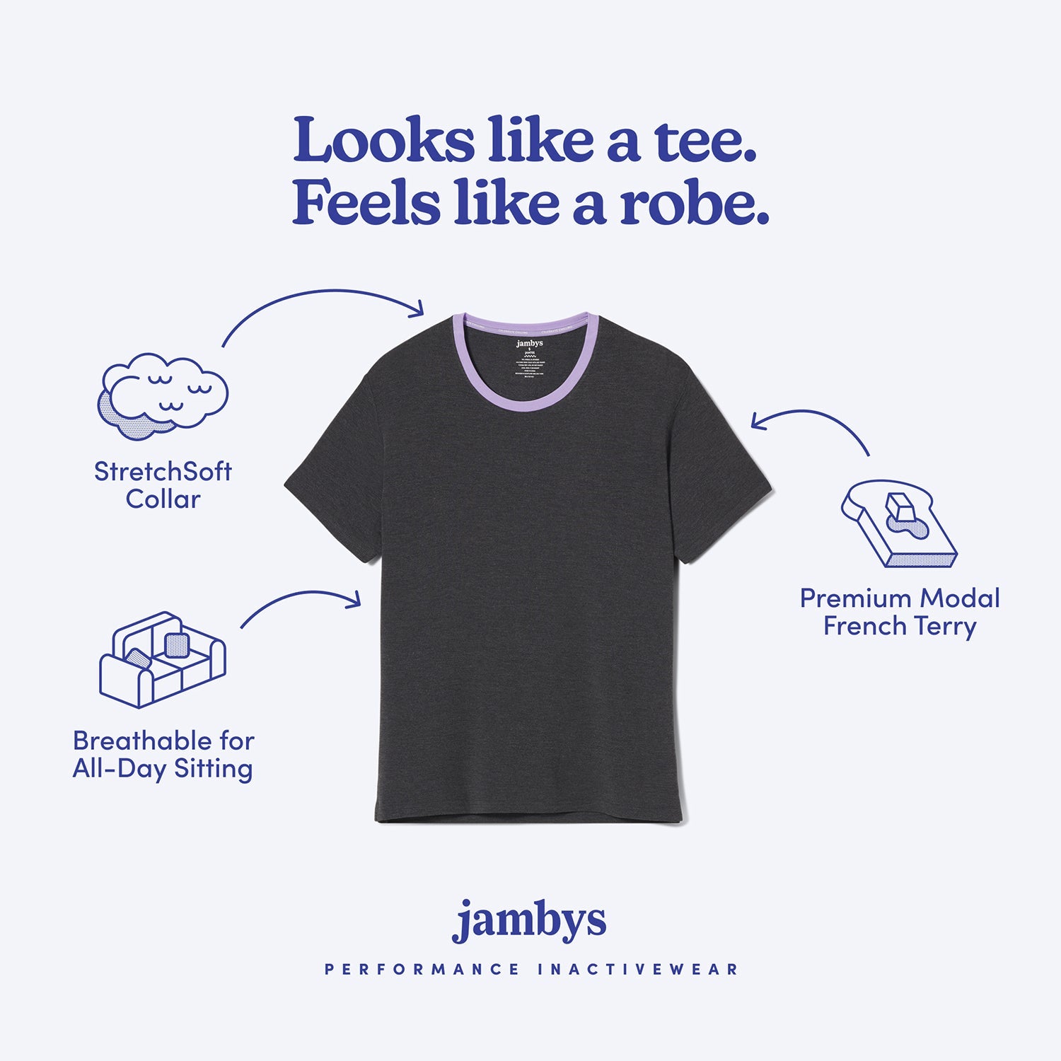 Modal French Terry Lounge Tee | Gray/Lavender