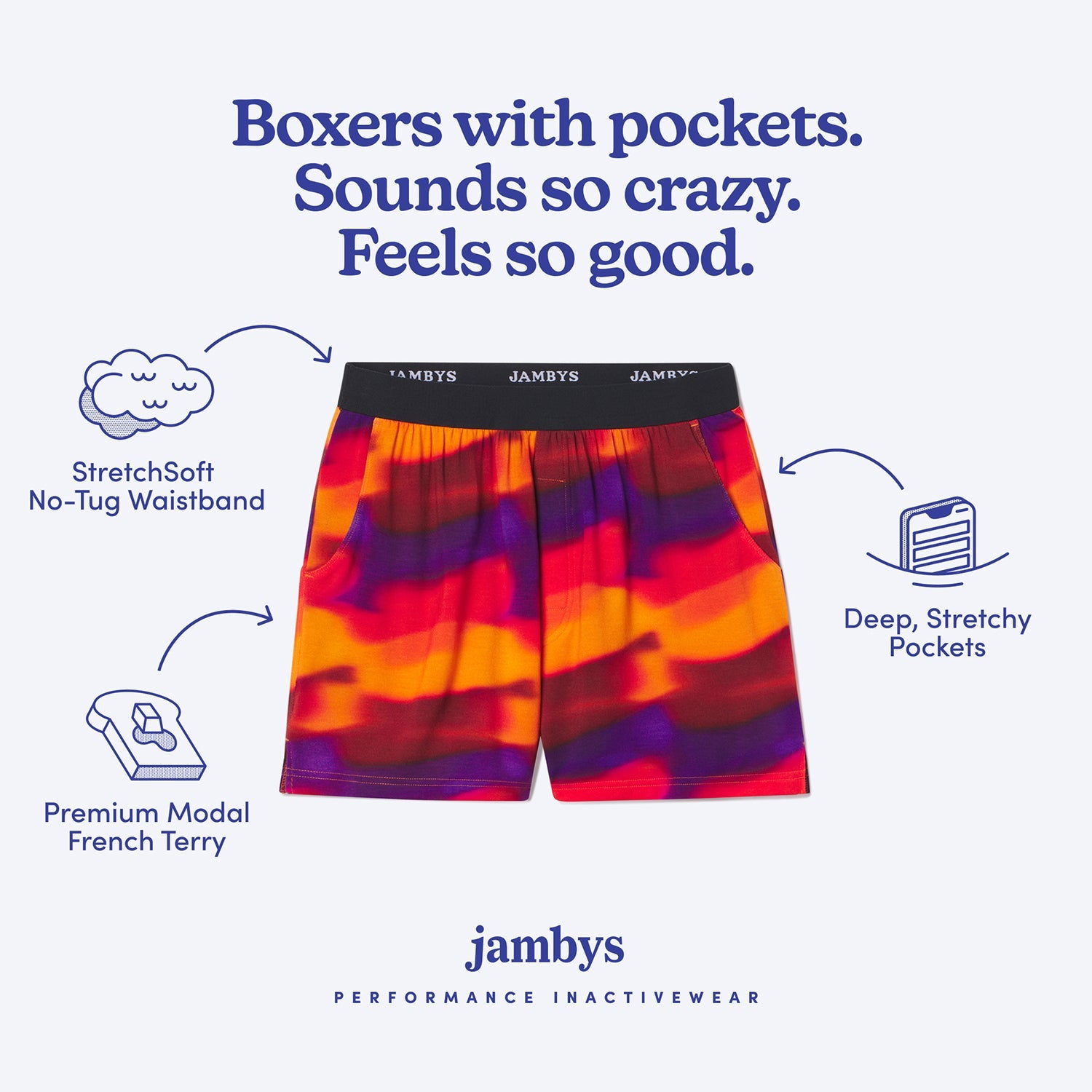 Modal Boxer Lounge Shorts | Boxers with Pockets | Sunrise Blur