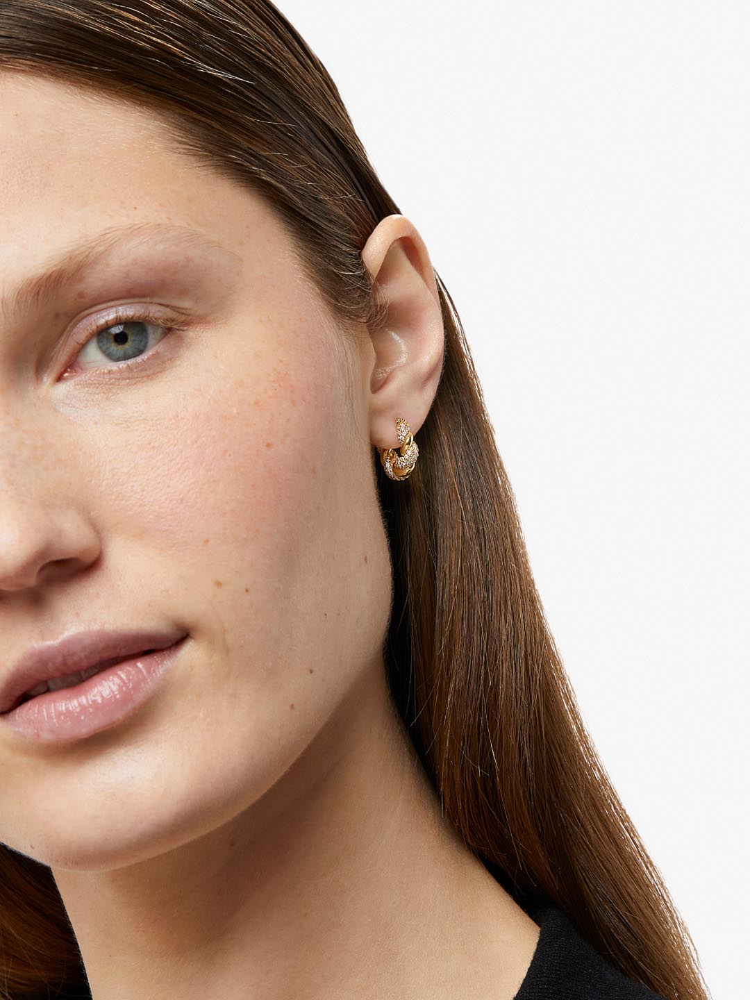 Paris Small Pave Twisted Hoop Earrings | 14K Gold Dipped | Cubic Zirconia