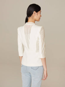 Sheer Pleated Sleeve Blazer | White