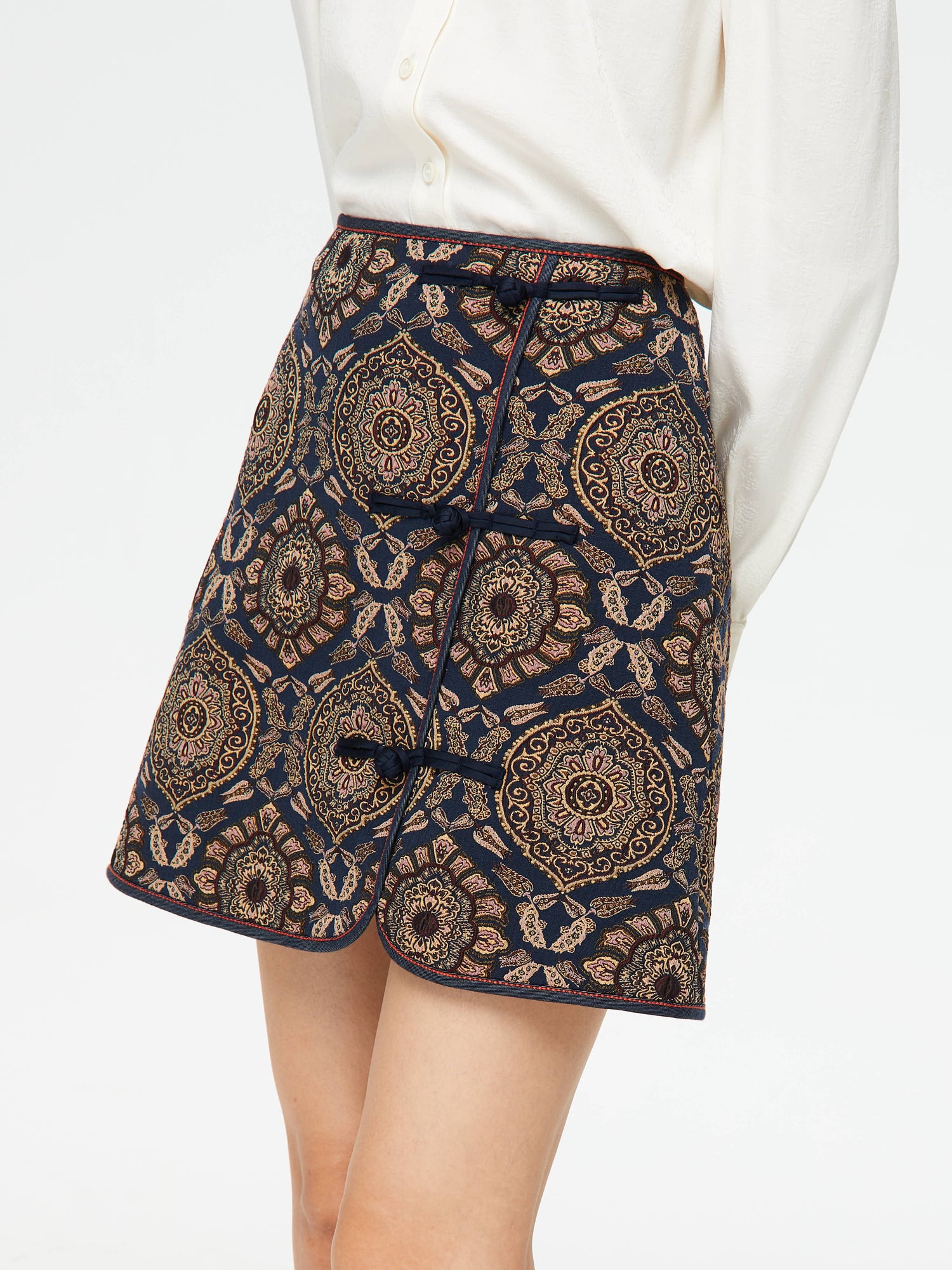 Ethnic Printed Skirt | Navy