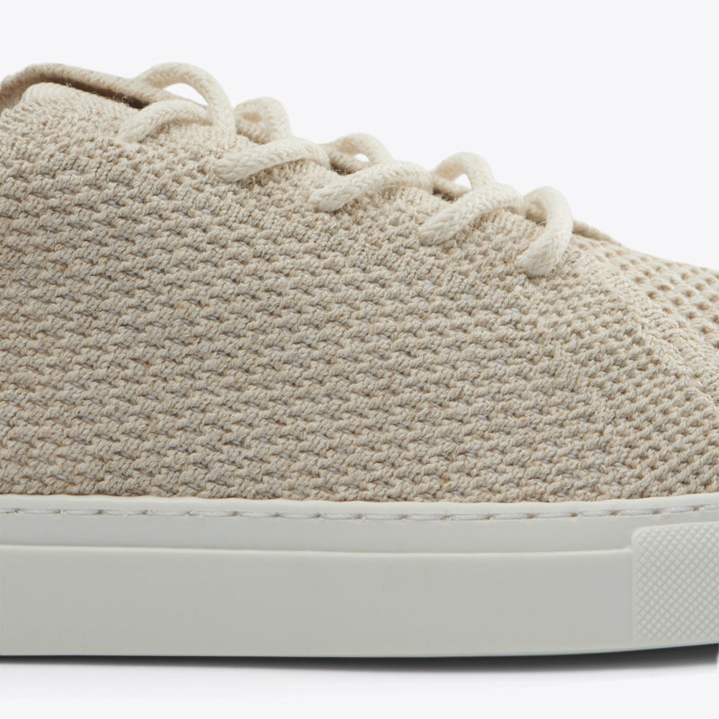 Extreme close up of Nisolo Women's Go-To Eco-Knit Sneaker Linen