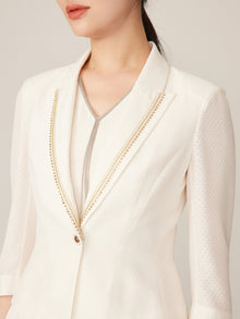 3/4 Sleeve Blazer | White