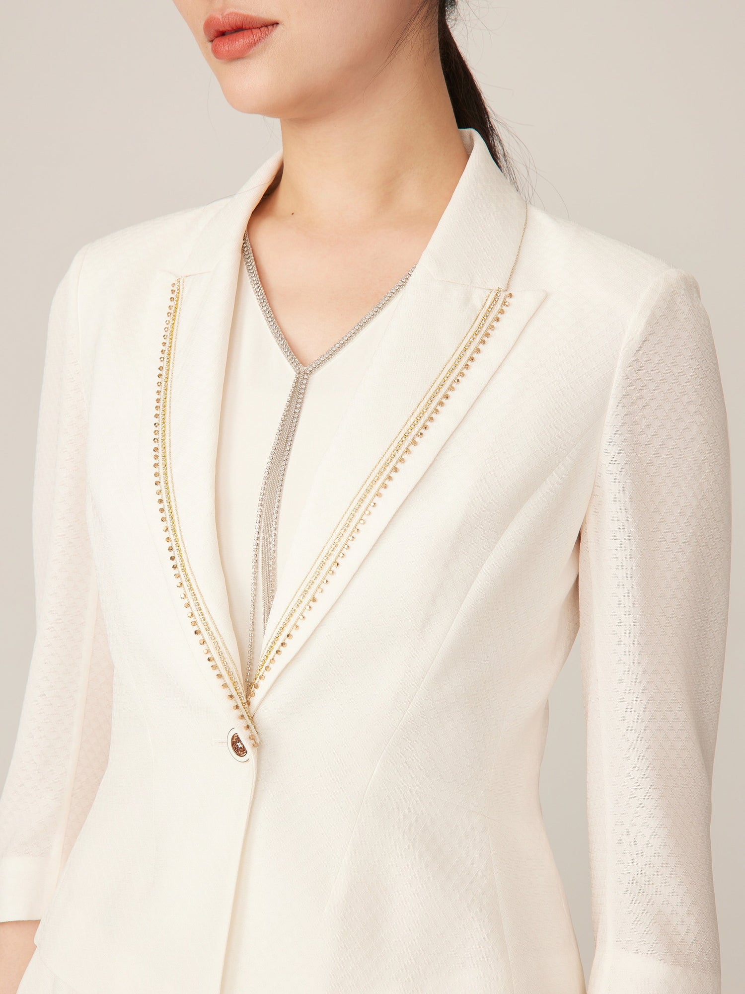 3/4 Sleeve Blazer | White