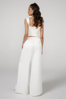 Alexandra Satin Pants | White
