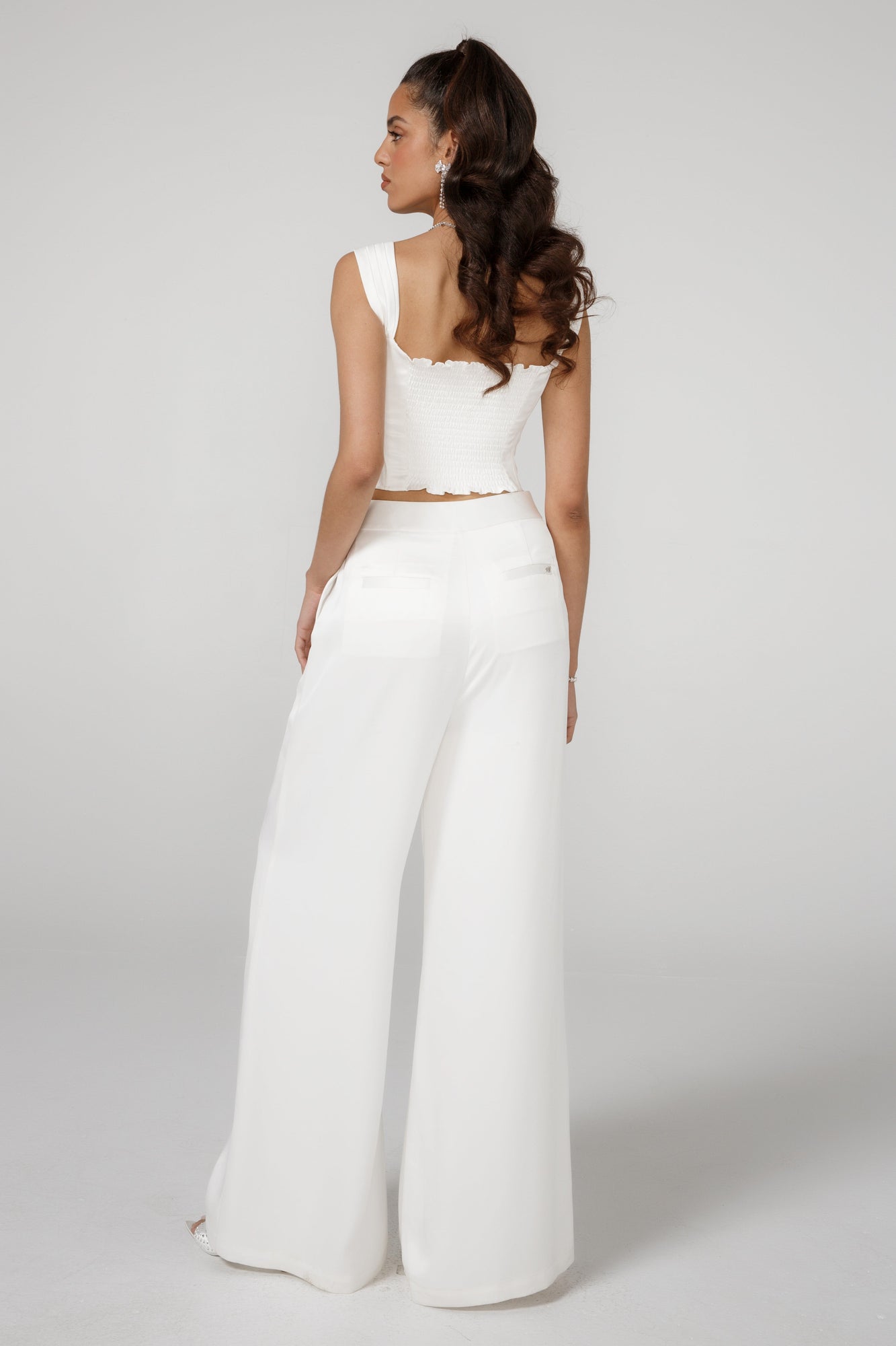 Alexandra Satin Pants | White