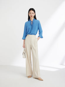 Silk Pleated Blouse | Blue