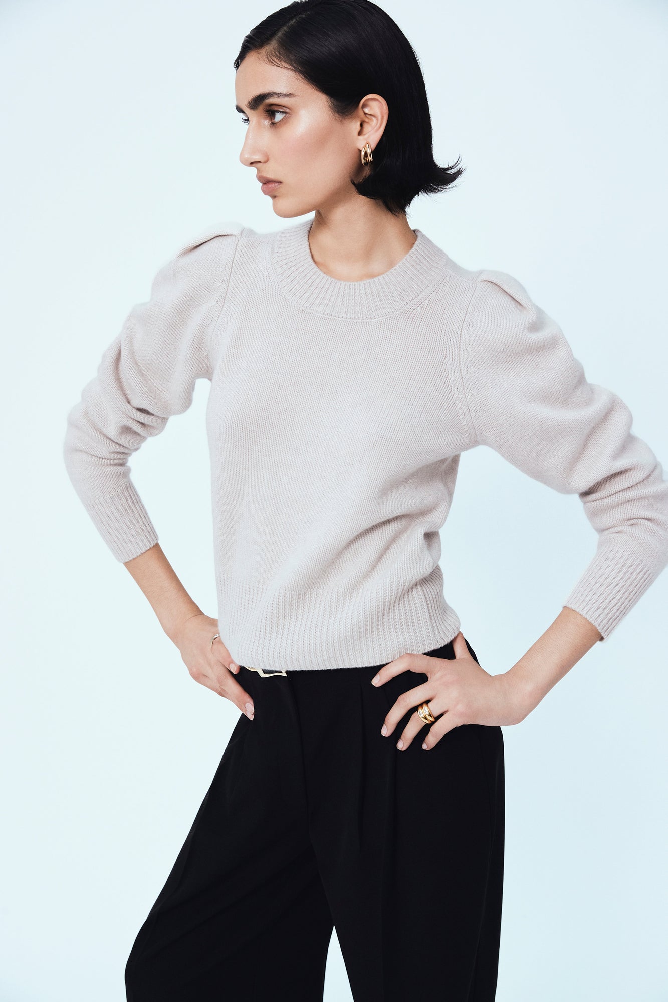 puff sleeve sweater oatmeal