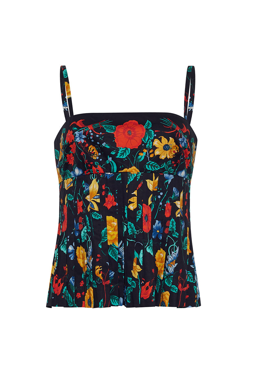 Delphine Top | Flora Scarf Black