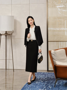 Triacetate Pencil Skirt | Black