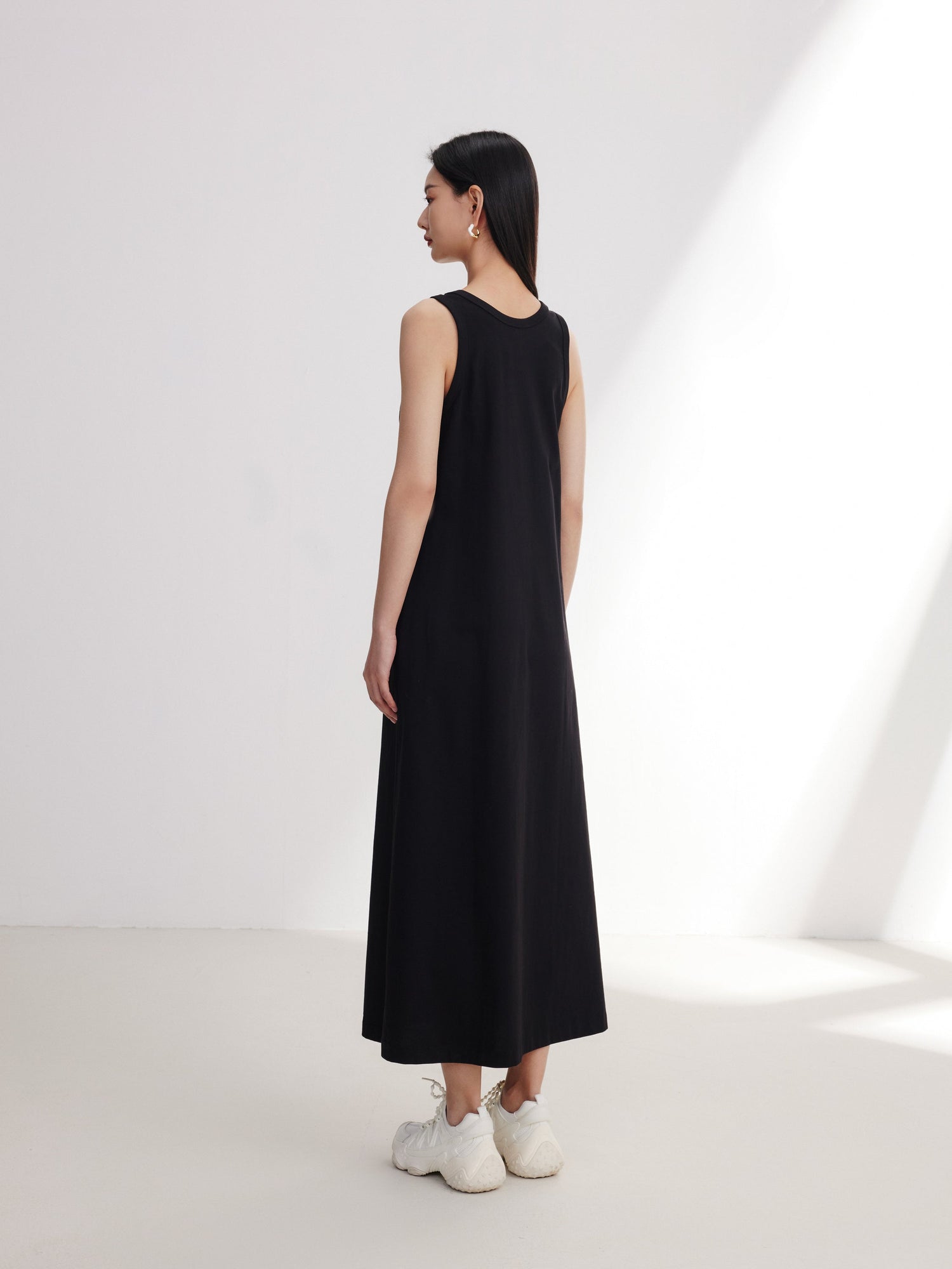 Cotton Sleeveless Dress | Black