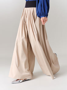 High-Waist Relaxed-Fit Skirt Pants | Khaki