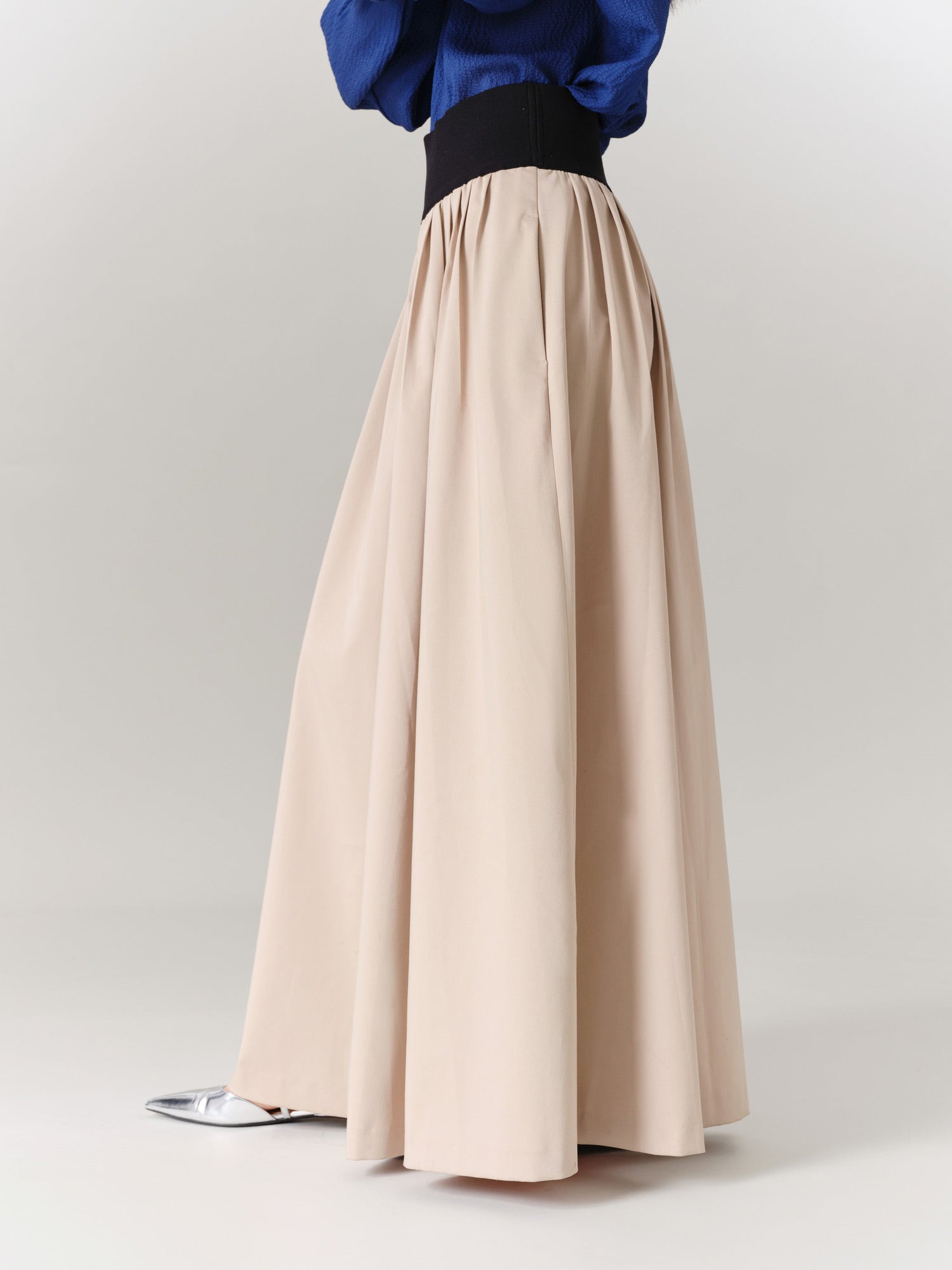 High-Waist Relaxed-Fit Skirt Pants | Khaki
