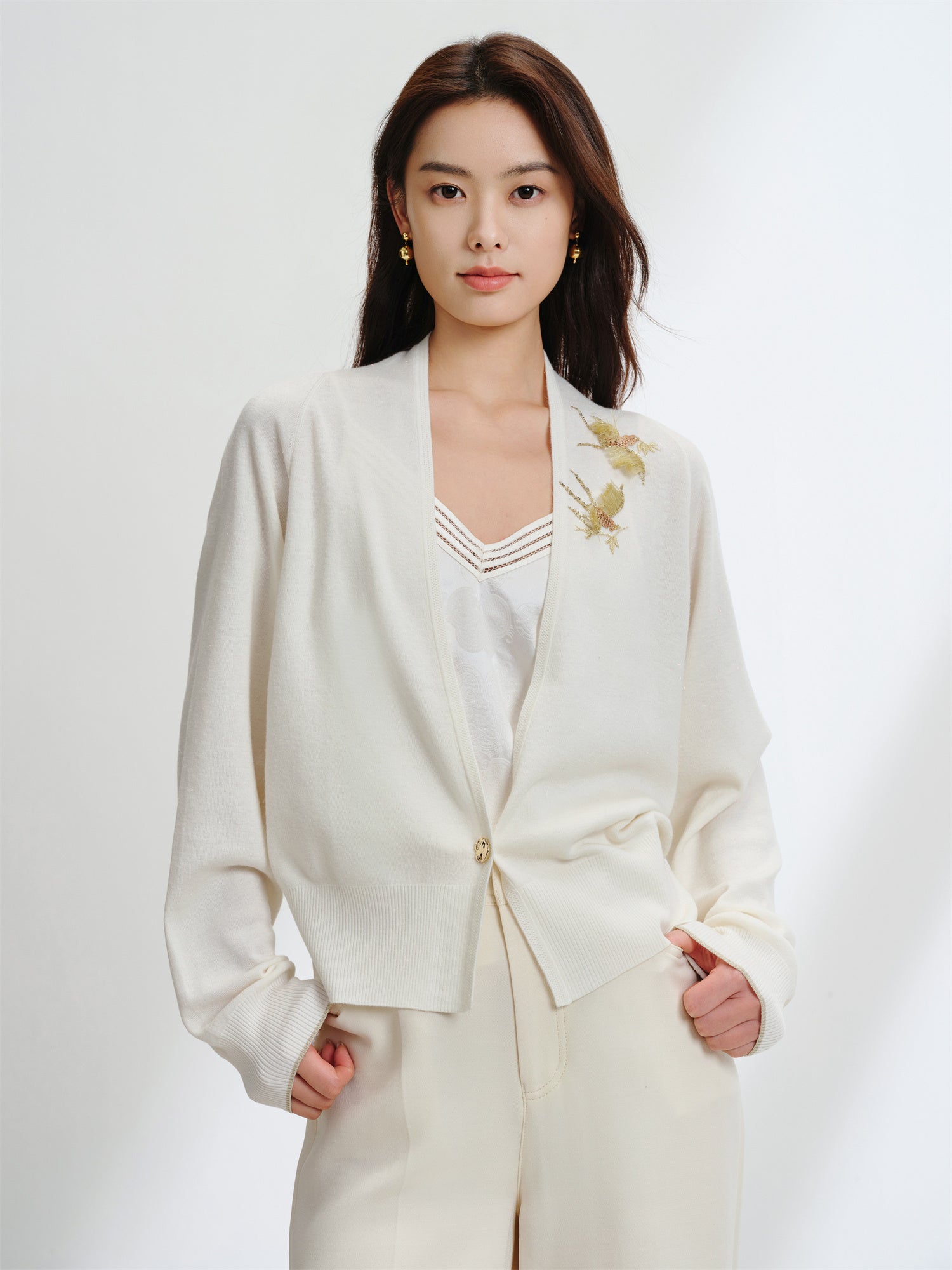 Wool Knit Cardigan | White