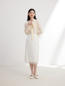 Lace Midi Skirt | White