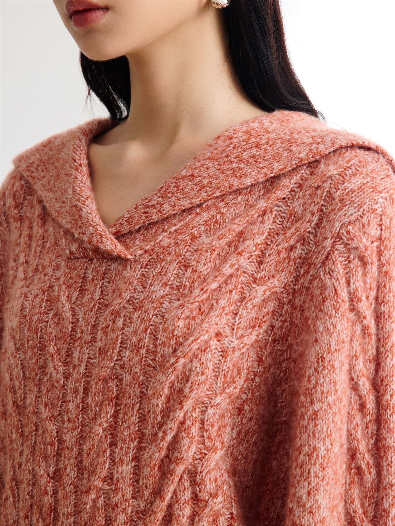 Cable Knit Pullover | Orange