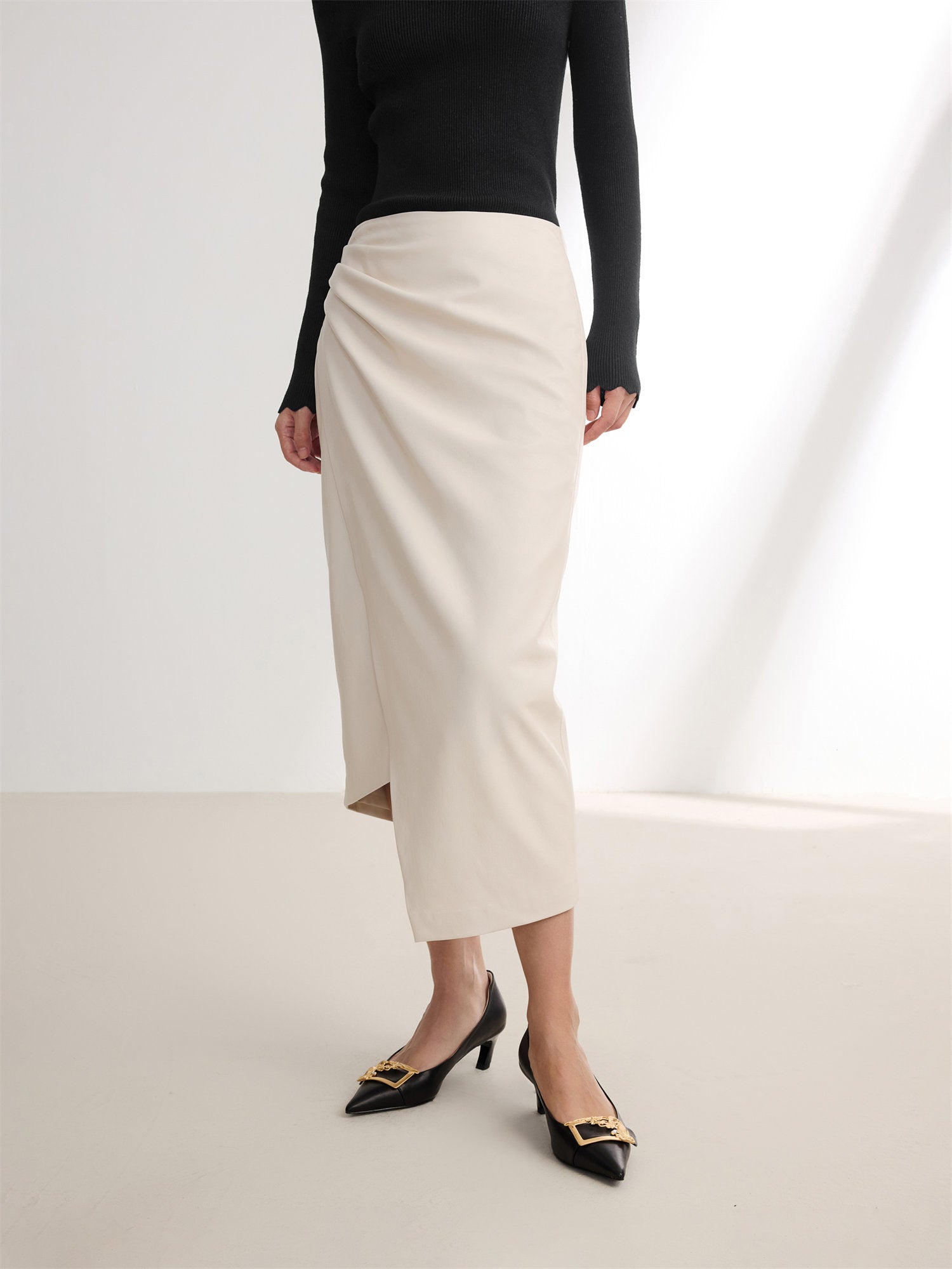 Deconstructed Midi Skirt | Beige