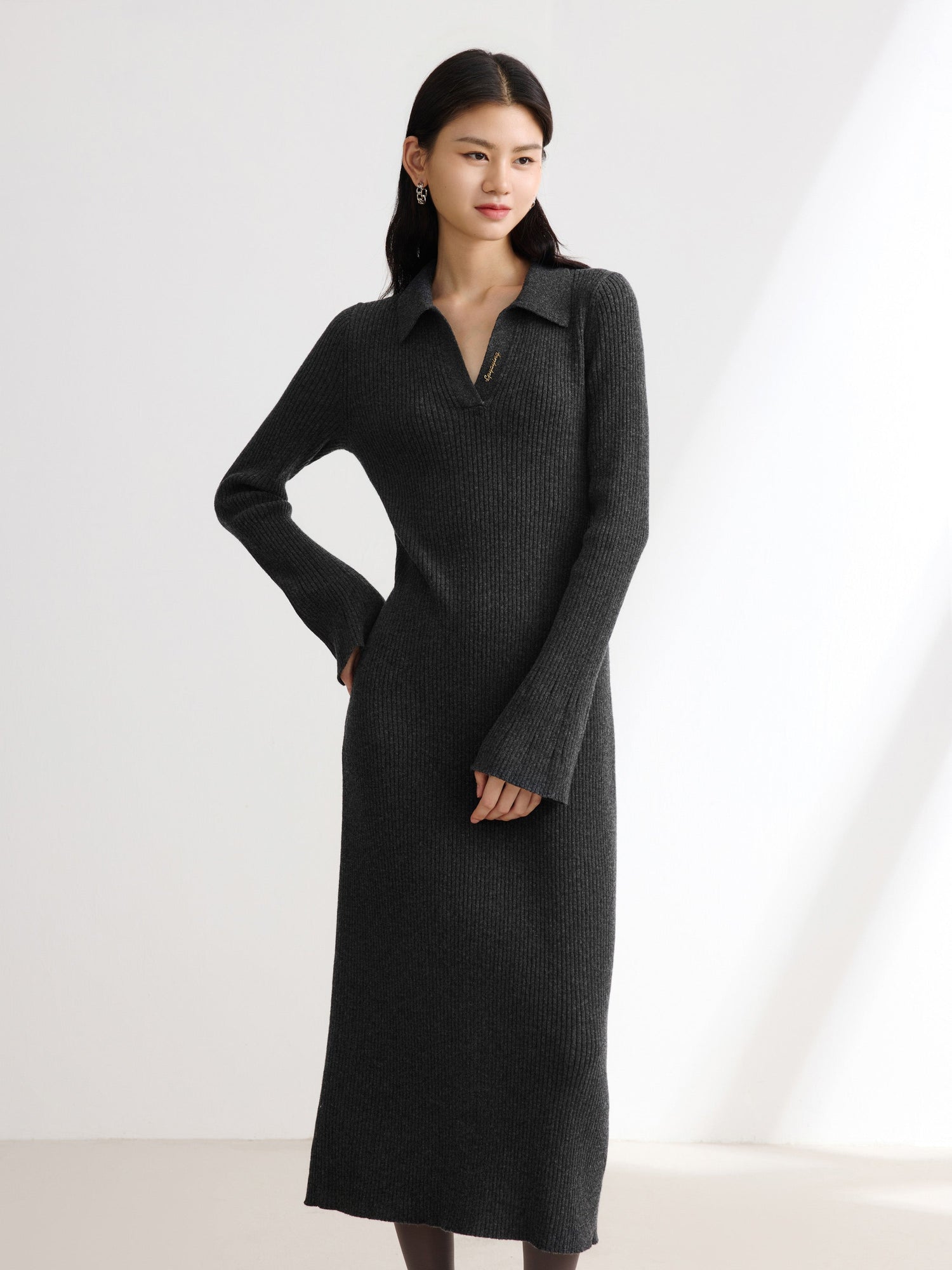 Long Sleeve Dress | Dark Heather Grey
