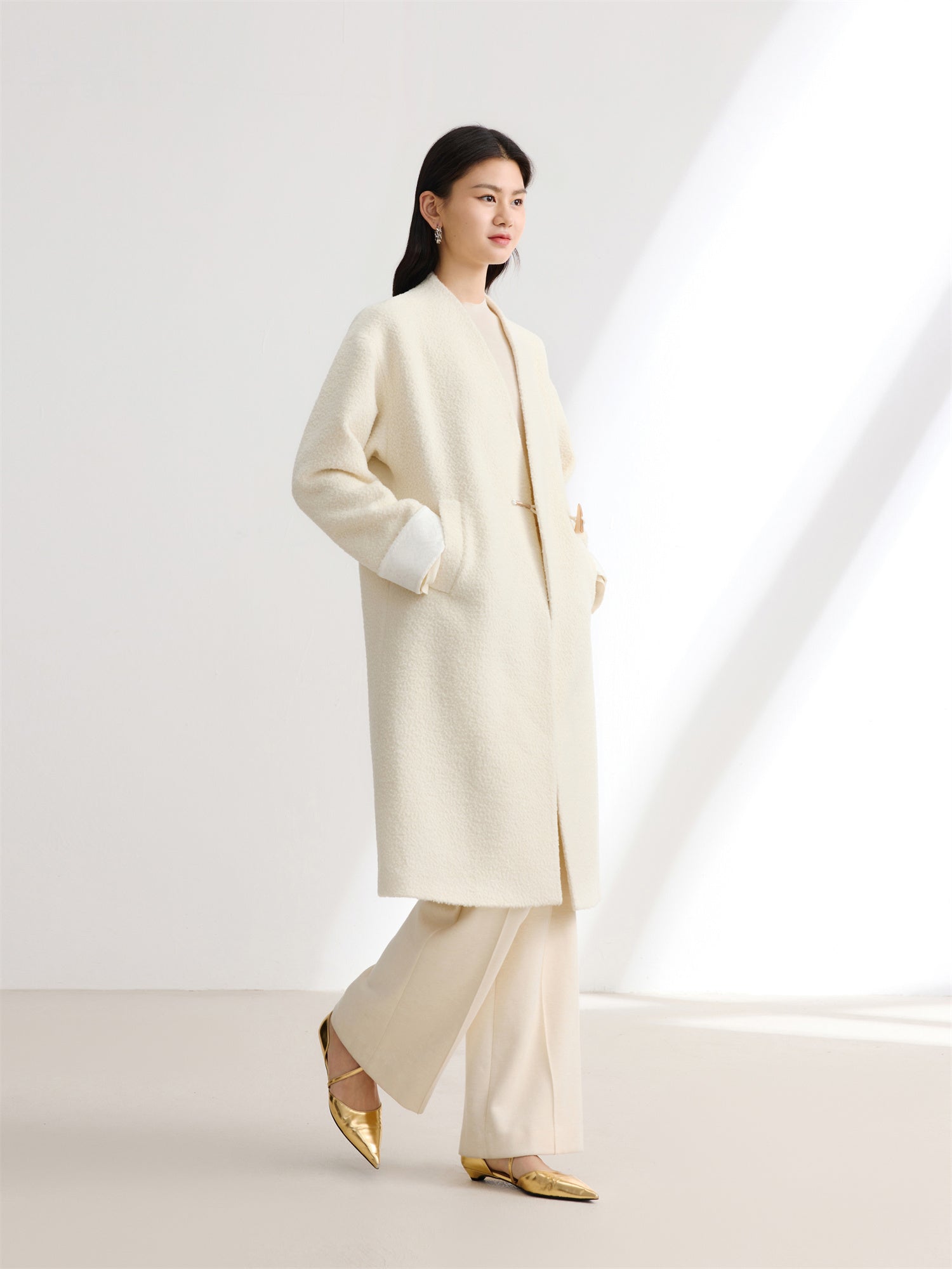 Boucle Long Blazer | Beige