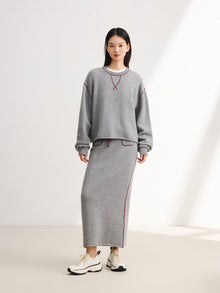 Boxy Round Neck Sweatshirt | Grey