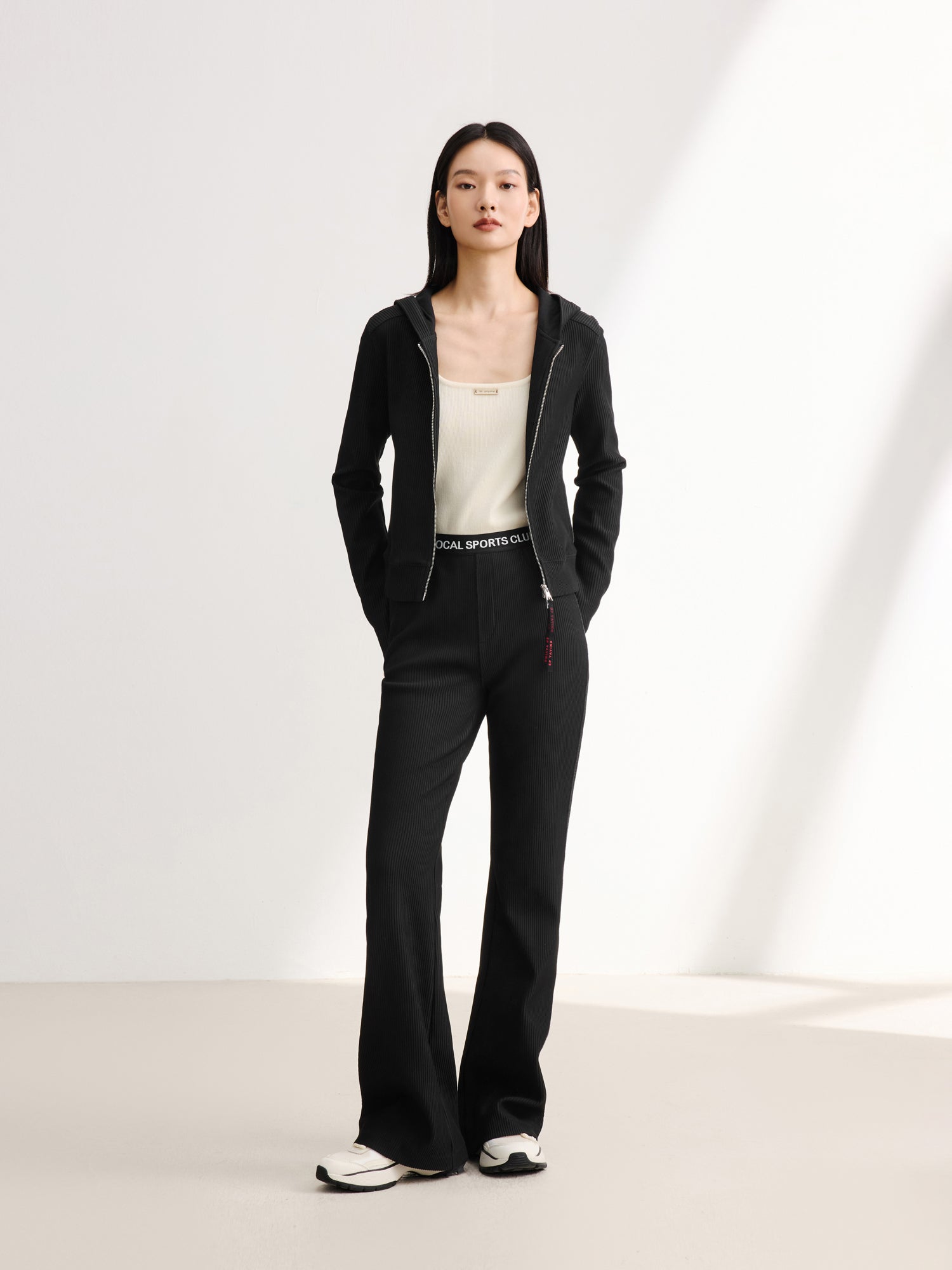Slim Fit Long Sleeve Top | Black